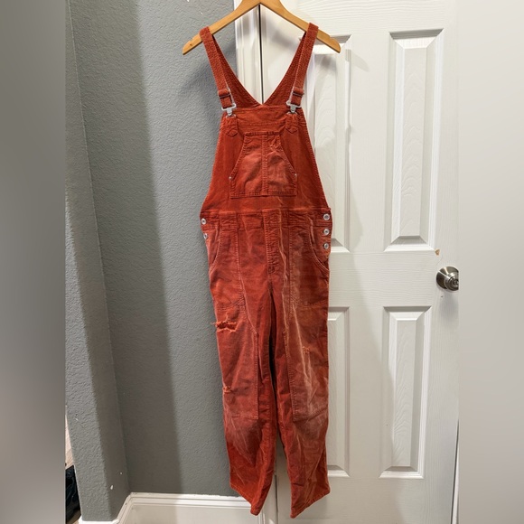 Anthropologie | Pilcro wanderer corduroy rust overalls size 30 - Picture 2 of 5